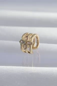 Pirinç Gold Renk Yonca Earcuff Küpe - TJ-BKP9331 thumbnail 1