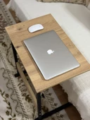 Metal Ayaklı Yükseklik Ayarlı Laptop Sehpası Kahvaltı Masası Çalışma Sehpası Atlantik Çam 60x40 - 4