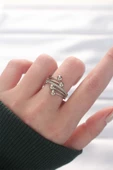 Topçuk Model Zirkon Taşlı Silver Renk Ayarlanabilir Yüzük - TJ-BYK3137 thumbnail 1