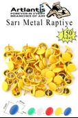 Sarı Raptiye 150 Adet 1 Paket Renkli Pvc Kaplı Başlıklı Raptiye Plastik Yuvarlak Düğmeli Raptiye Pano Okul Ofis Büro Ev - 1
