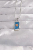 316L Çelik Gümüş Renk Mavi Mineli Güneş Model Tarot Kolye - TJ-BKO9042 thumbnail 1