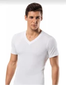 ERDEM 1167 ERKEK KISA KOL V YAKA ATLET TEKLİ  BEYAZ 2XL thumbnail 1