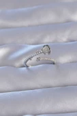 Pirinç Gümüş Renk Zirkon Taşlı İncili Satürn Model Ayarlanabilir Yüzük - TJ-BYK3222 thumbnail 1