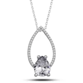 925 Ayar Gümüş Beyaz Taşlı Damla Kadın Gümüş Kolye thumbnail 1