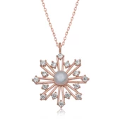 925 Ayar Gümüş Rose İncili Kar Tanesi Kadın Gümüş Kolye - 1