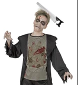 Kafaya Saplanmış Halloween Kanlı Testere Şaka Tacı - 4