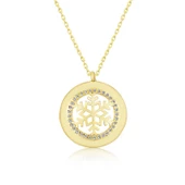 925 Ayar Gümüş Gold Kar Tanesi Kadın Gümüş Kolye - 1