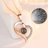 ​925 Ayar Gümüş 100 Dilde Seni Seviyorum Kalp Kadın Gümüş Kolye thumbnail 2