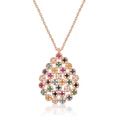 925 Ayar Gümüş Renkli Taşlı Damla Kadın Gümüş Kolye thumbnail 1