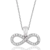 925 Ayar Gümüş Beyaz Taşlı Sonsuzluk Kadın Gümüş Kolye - 1