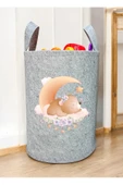 Unisex Çiçek Ayı Desenli Bebek Çocuk Odası Düzenleyici Saklama Kutusu Oyuncak Kirli Sepeti 50X40 CM - 1