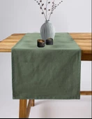 Haki Yeşil Özel Sınıf Keten, Organik, %100 Pamuklu, Servis Örtüsü - Runner - 3