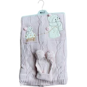 Recos Ayı Desenli Welsoftlu Şapkalı Bebek Battaniyesi - 1