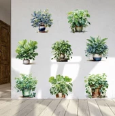 Saksılı Çiçek Tasarımlı 8li Sticker MC-480A thumbnail 3