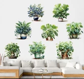 Saksılı Çiçek Tasarımlı 8li Sticker MC-480A thumbnail 1