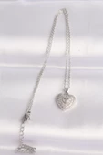 316L Çelik Zincir Gümüş Renk Zirkon Taşlı Kalp Kolye - TJ-BKO8623 thumbnail 2