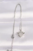 316L Çelik Zincir Gümüş Renk Zirkon Taşlı Kanatlı Kalp Kolye - TJ-BKO8627 thumbnail 2