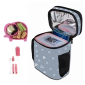 Çocuk Bebek Bakım Seti Termo Çantası Mama Tabağı Silikon Biberon Temizleme Fırçası - 5