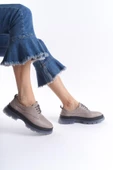 Kadın Hakiki Deri Jel Taban Makosen Ayakkabı Kalın Taban Bağcıklı Casual Ayakkabı - 4