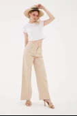 FASHION FRIENDS KADIN YÜKSEK BEL GENİŞ PAÇA PANTOLON 23Y-PNT0297K1 - 4