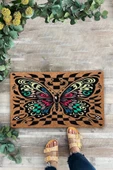 Valerine Life Damalı Kelebek Desenli Hoş Geldiniz Kapı Önü Paspası 45x70cm - 1