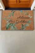 Valerine Life Mavi Papatya Yaprak Kişiye, İsme ve Aileye Özel Hoş Geldiniz Kapı Önü Paspası 45x70cm - 3