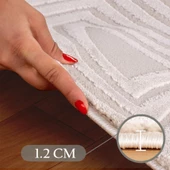 Kabartmalı Halı Dalga desenli Salon Halısı İskandinav Bohem tarzı yumuşak Halı Bej thumbnail 6