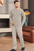 Mecit 22759 Erkek Gri Şardonlu Kışlık Büyük Beden Pijama Takımı thumbnail 1