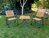 Mandella Metal İskeletli Ahşap Piknik / Bahçe Bistro Set (2 Sandalye + 1 Sehpa) - 2