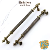 Kader Eskitme Antik Sarı Metal Kulp 128 mm - 12.8 cm Mobilya Mutfak Dolabı Dolap Kulpları Kulbu - 1