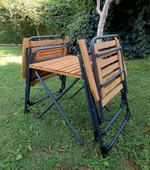 Mandella Metal İskeletli Ahşap Piknik / Bahçe Bistro Set (2 Sandalye + 1 Sehpa) - 1