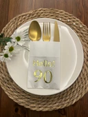 Gold Yaldızlı Beyaz Cepli Hello Doksan Yaş Peçete 12 Adet 40x40 - 1