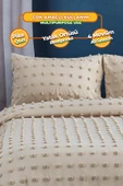 Evlen Home Collection Pamuklu Emmy Yatak Örtüsü Seti Tek Kişilik Günlük Boho Çift Taraflı 2 Parça Dolgulu Tufting - 4