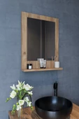 Makbulce Safir Banyo Aynası, Dresuar,60X45 Atlantik Çam Raflı Banyo Aynası - 2