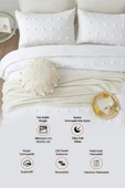 Evlen Home Collection Pamuklu Emmy Yatak Örtüsü Seti Tek Kişilik Günlük Boho Çift Taraflı 2 Parça Dolgulu Tufting - 7