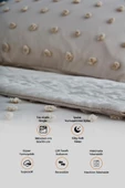 Evlen Home Collection Pamuklu Emmy Yatak Örtüsü Seti Tek Kişilik Günlük Boho Çift Taraflı 2 Parça Dolgulu Tufting - 2