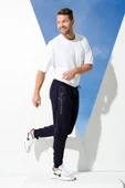 2'li Pamuk File Detay T-shirt Lacivert Joger Takım - 4