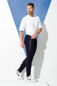2'li Pamuk File Detay T-shirt Lacivert Joger Takım - 2