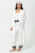 6'lı Dantel Detaylı Sabahlıklı Ekru Pijama Takım thumbnail 5