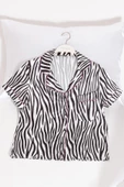 5'li Zebra Desenli Saten Pijama Şort Takım - 2