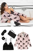 Saten 5 li Köpek Desenli Nightshirt Takım - 1