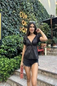 5'li İçeride&Dışarıda Fırfırlı Siyah Pijama Takım - 6