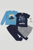 4'lü Batman Baskılı Lacivert Tshirt Şort Pantolon Takım - 3