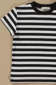 Çizgili Siyah Tshirt Şort Takım - 3