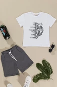 Kaplan Baskılı Beyaz Tshirt Şort Takım - 1