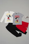 4'lü Mickey Mouse Baskılı Tshirt Şort Pantolon Takım - 2