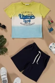 Batik Baskılı Su Yeşili Tshirt Şort Takım - 1