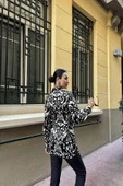 Desenli Saten Siyah Gömlek - 5