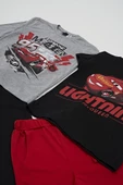 4'lü McQueen Baskılı Tshirt Şort Pantolon Siyah Takım - 4