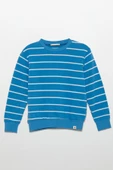 Çizgili Sweatshirt Jogger Mavi Alt Üst Takım - 2